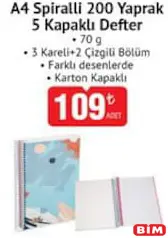 STUDİ A4 SPİRALLİ 200 YAPRAK 5 KAPAKLI DEFTER 70 G